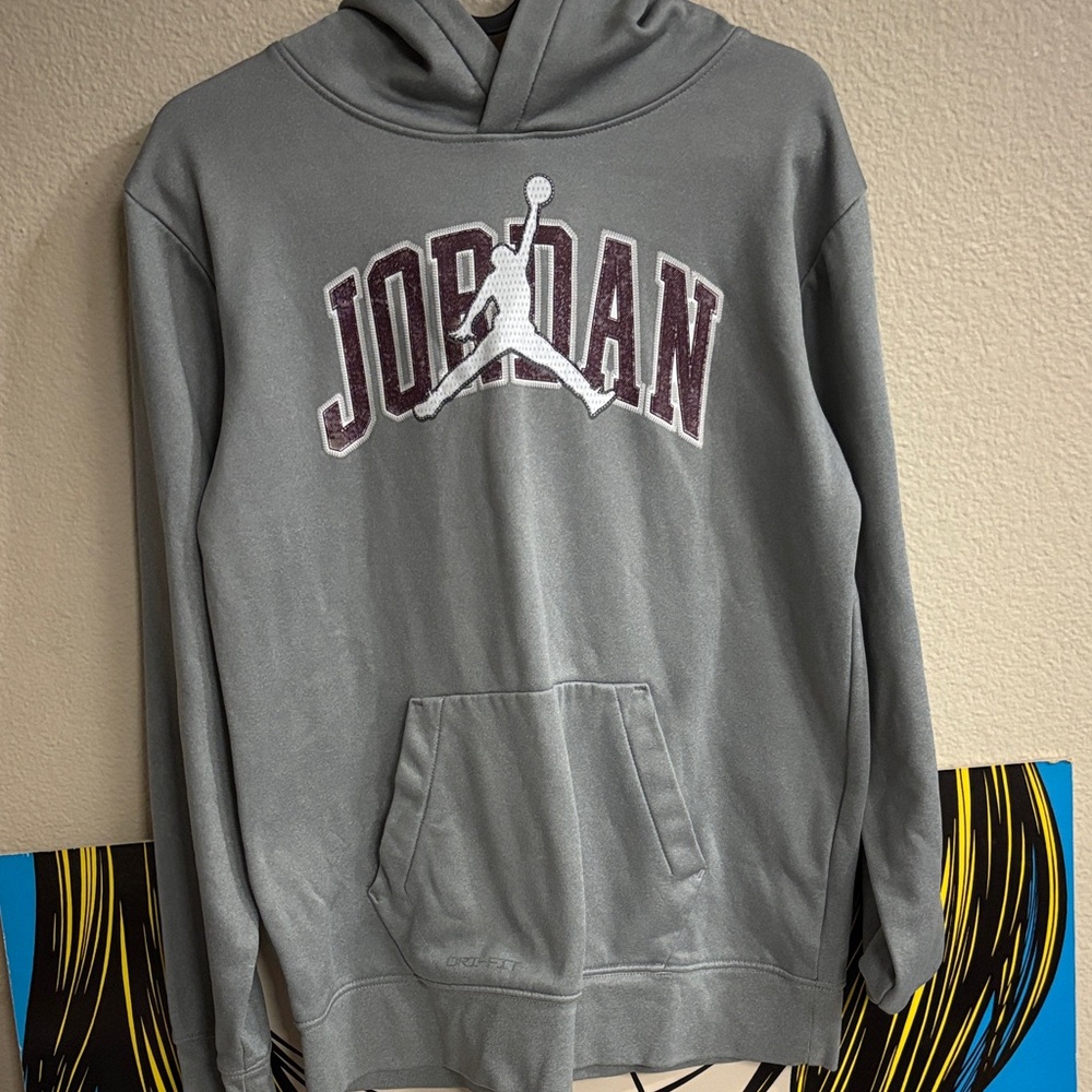 Jordan Gray Hoodie with Maroon Logo